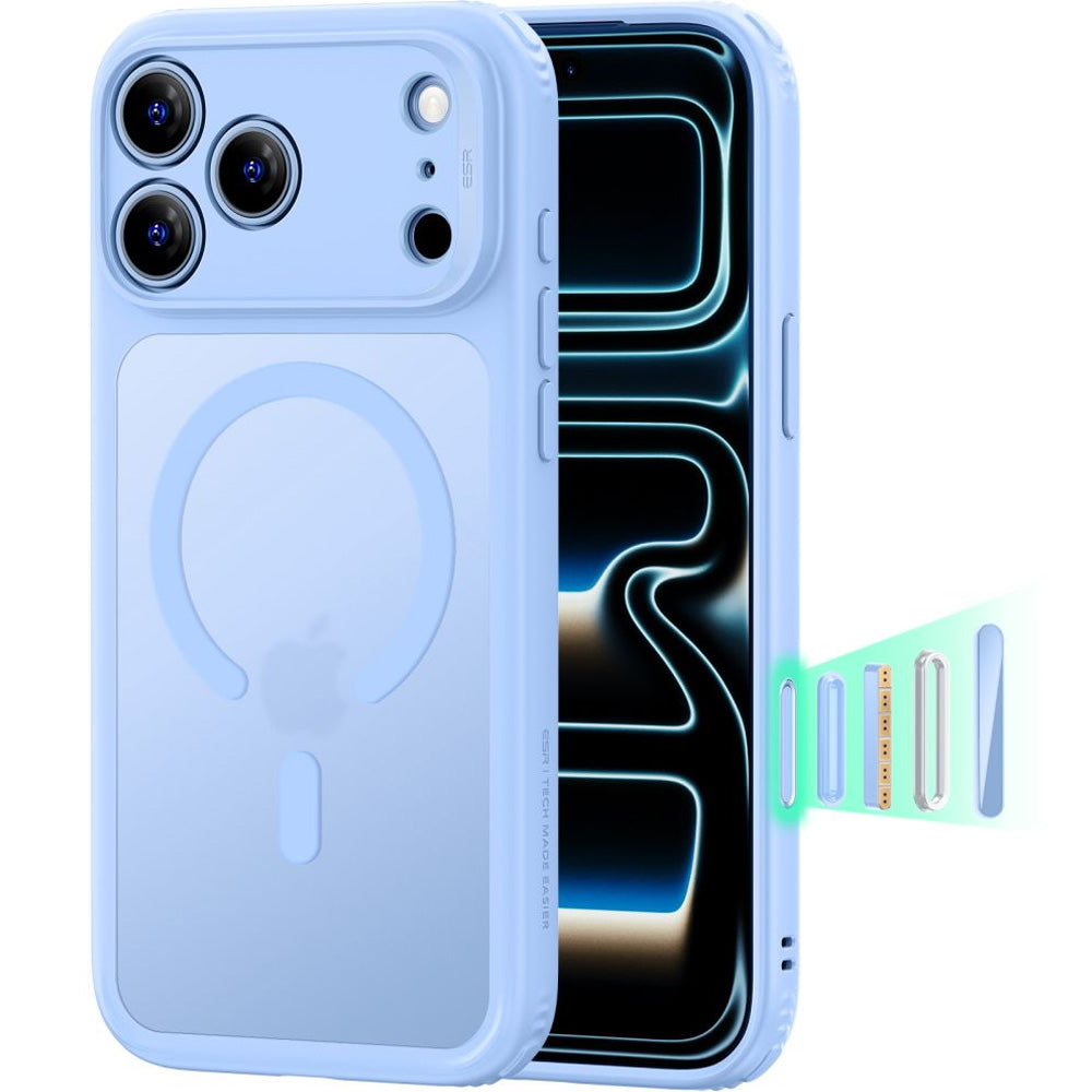 Handyhülle für iPhone 18 Pro / 17 Pro, ESR Classic Hybrid mit MagSafe, Hellblau-Rauchfarben (1/6)