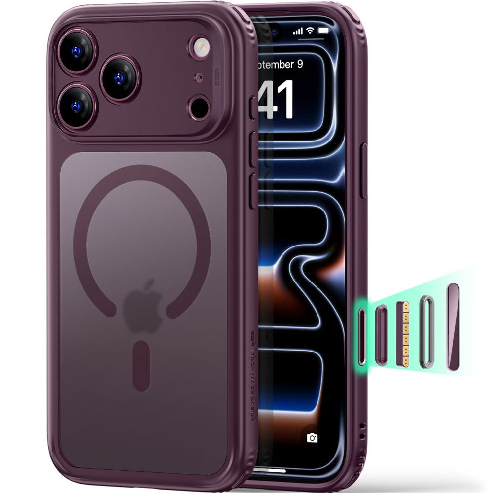 Handyhülle für iPhone 18 Pro Max / 17 Pro Max, ESR Classic Hybrid mit MagSafe, Burgunderrot-Rauchfarben (1/6)