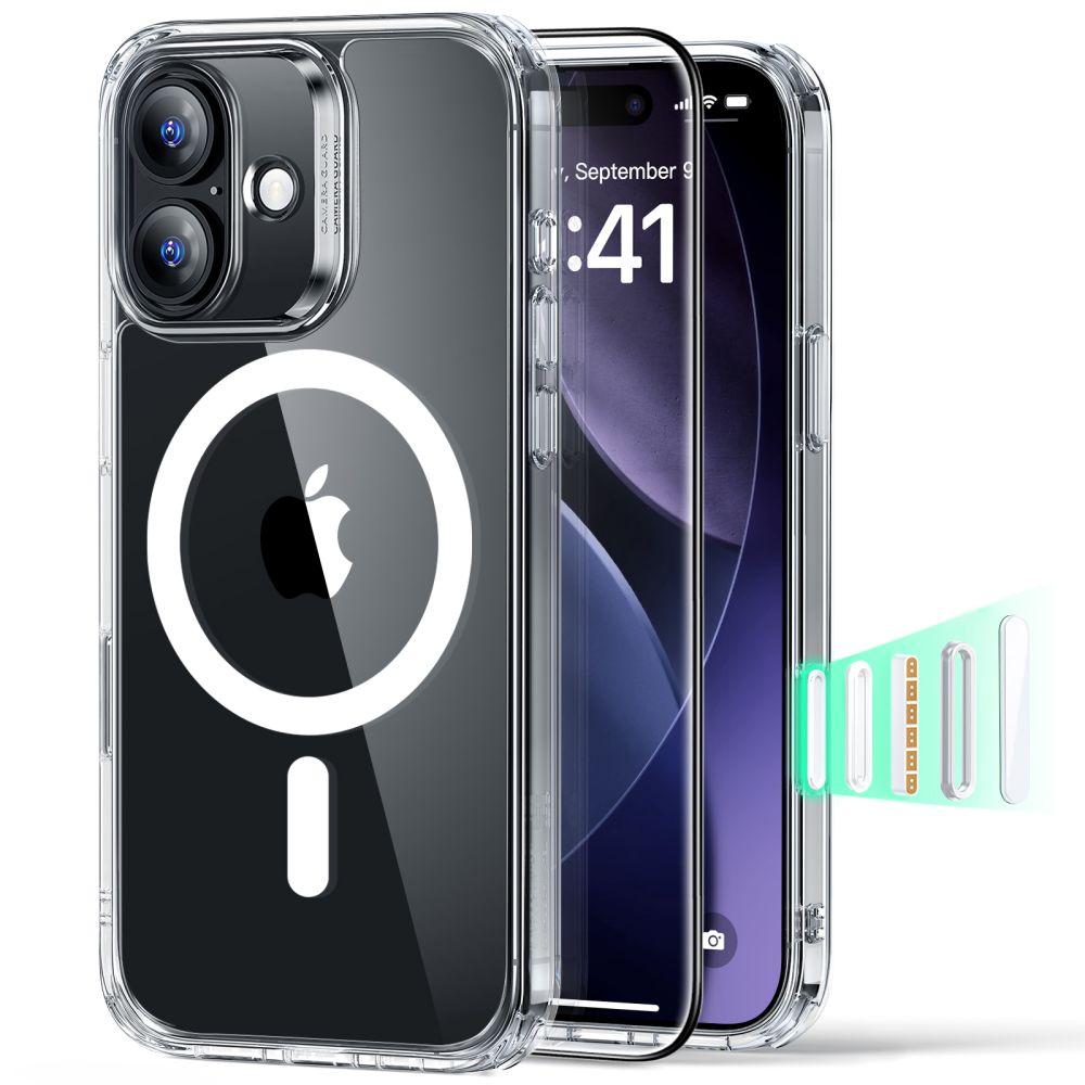 Set Handyhülle, Glas für iPhone 17, ESR Classic Hybrid mit MagSafe & Tempered Glass, Transparent