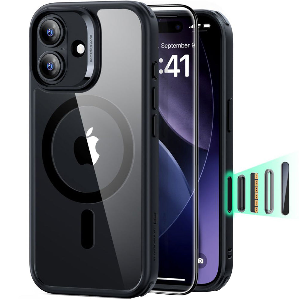 Set Handyhülle, Glas für iPhone 17, ESR Classic Hybrid mit MagSafe & Tempered Glass, Schwarz und Transparent