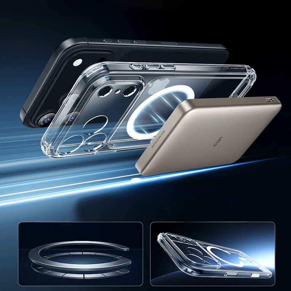 Set Handyhülle, Glas für iPhone 17 Pro Max, ESR Classic Hybrid mit MagSafe & Tempered Glass, Transparent