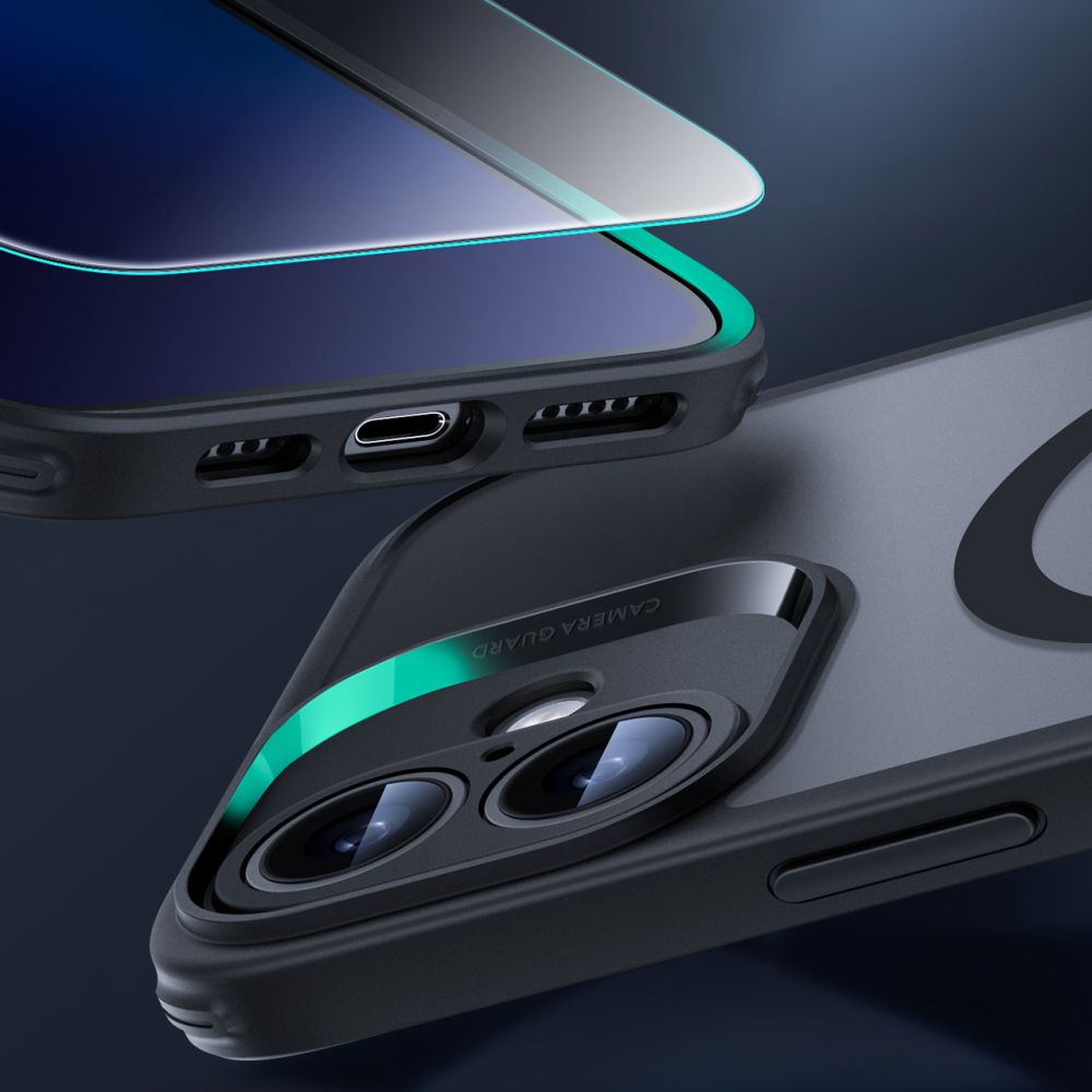 Handyhülle und Gehärtetes Glas für Bildschirm für iPhone 16, ESR Classic Pro Set HaloLock für MagSafe, Durchscheinend-Schwarz