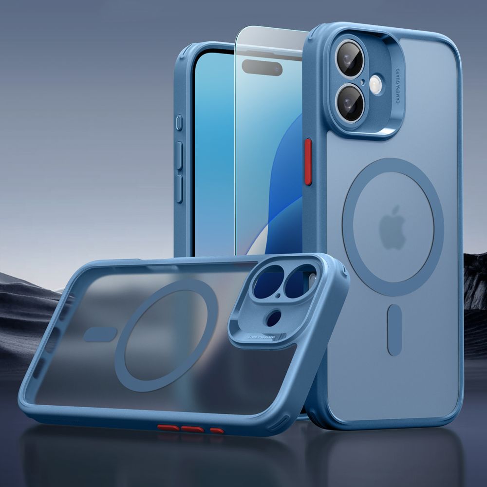 Handyhülle und Gehärtetes Glas für Bildschirm für iPhone 16, ESR Classic Pro Set HaloLock für MagSafe, Durchscheinend-Blau