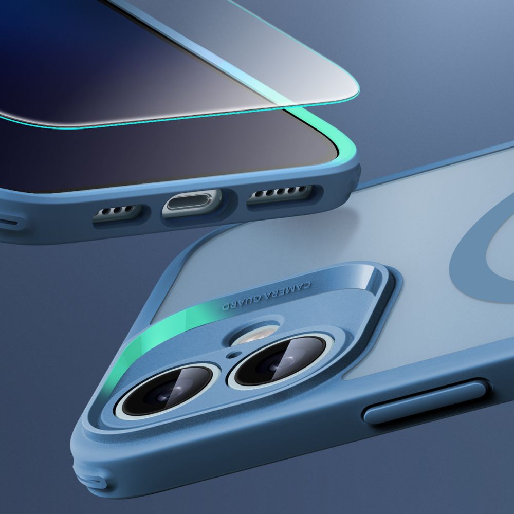 Handyhülle und Gehärtetes Glas für Bildschirm für iPhone 16, ESR Classic Pro Set HaloLock für MagSafe, Durchscheinend-Blau