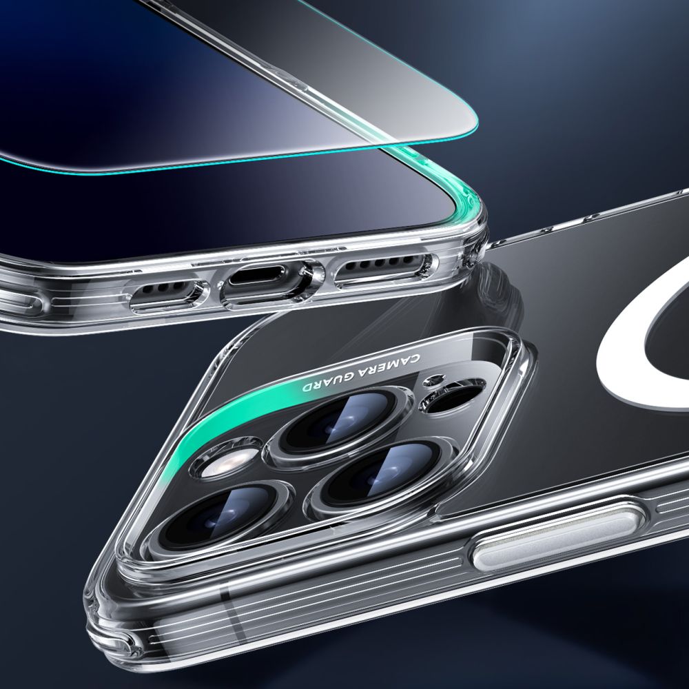 Handyhülle und Gehärtetes Glas für Bildschirm für iPhone 16 Pro Max, ESR Classic Pro Set HaloLock für MagSafe, Transparent