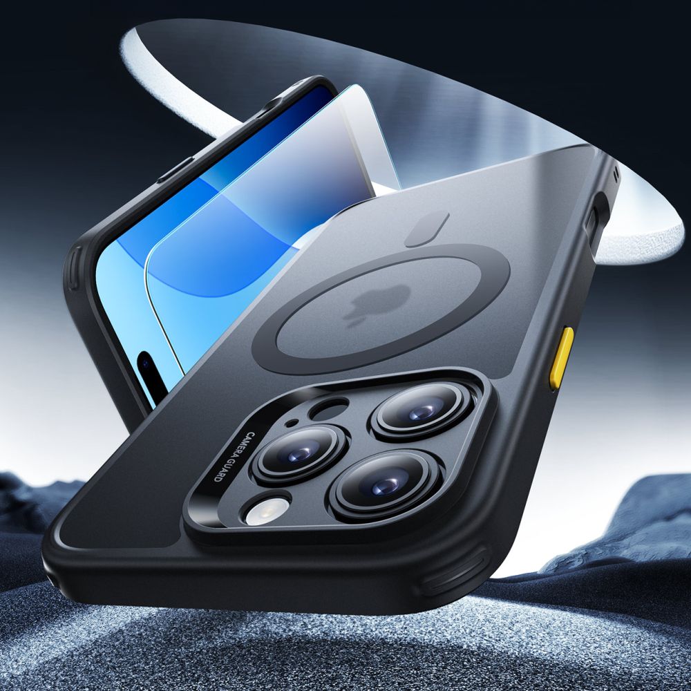 Handyhülle und Gehärtetes Glas für Bildschirm für iPhone 16 Pro Max, ESR Classic Pro Set HaloLock für MagSafe, Durchscheinend-Schwarz