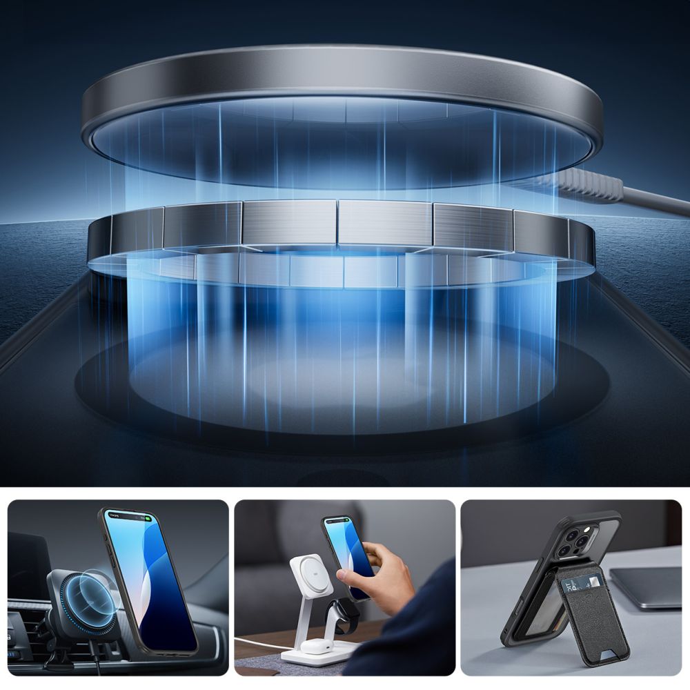 Handyhülle und Gehärtetes Glas für Bildschirm für iPhone 16 Pro Max, ESR Classic Pro Set HaloLock für MagSafe, Durchscheinend-Schwarz