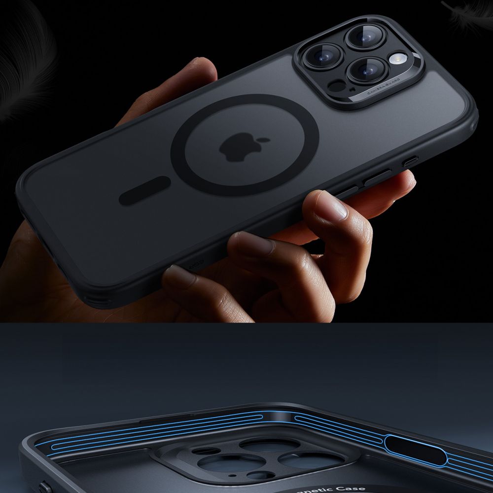 Handyhülle und Gehärtetes Glas für Bildschirm für iPhone 16 Pro Max, ESR Classic Pro Set HaloLock für MagSafe, Durchscheinend-Schwarz