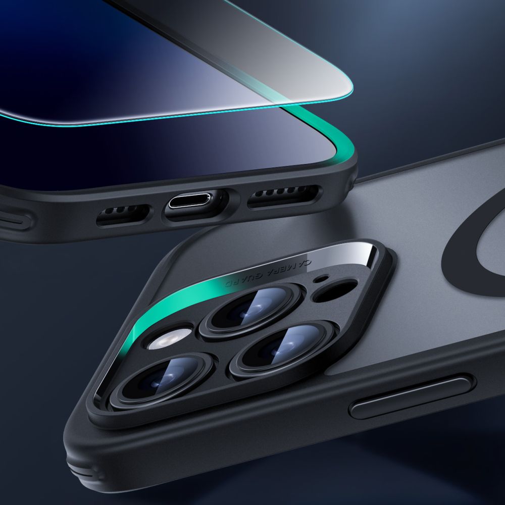 Handyhülle und Gehärtetes Glas für Bildschirm für iPhone 16 Pro Max, ESR Classic Pro Set HaloLock für MagSafe, Durchscheinend-Schwarz
