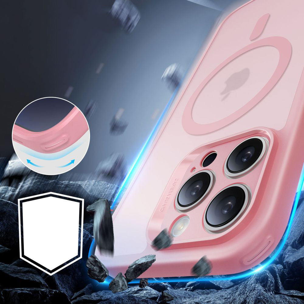 Handyhülle und Gehärtetes Glas für Bildschirm für iPhone 16 Pro Max, ESR Classic Pro Set HaloLock für MagSafe, Durchscheinend-Rosa
