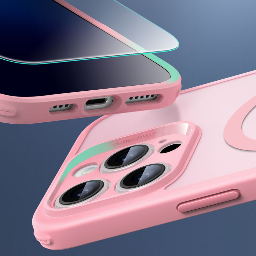 Handyhülle und Gehärtetes Glas für Bildschirm für iPhone 16 Pro Max, ESR Classic Pro Set HaloLock für MagSafe, Durchscheinend-Rosa