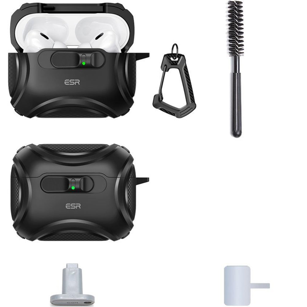 Schutzhülle für AirPods Pro 3, ESR Cyber FlickLock Halolock mit MagSafe, Schwarz