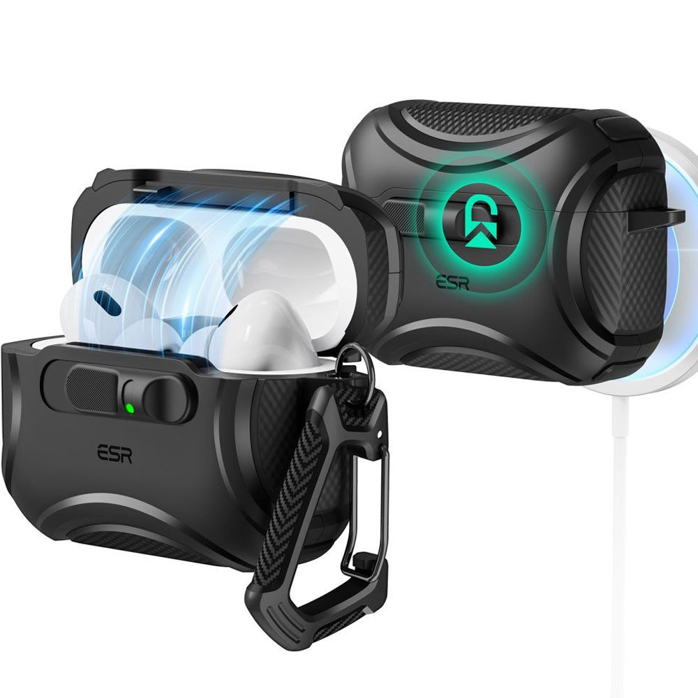 Schutzhülle für AirPods Pro 3, ESR Cyber FlickLock Halolock mit MagSafe, Schwarz
