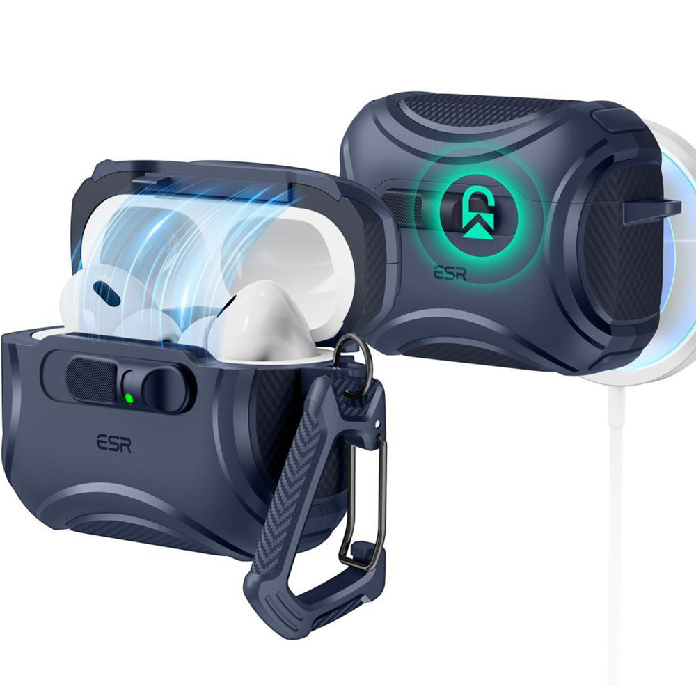 Schutzhülle für AirPods Pro 3, ESR Cyber FlickLock Halolock mit MagSafe, Dunkelblau