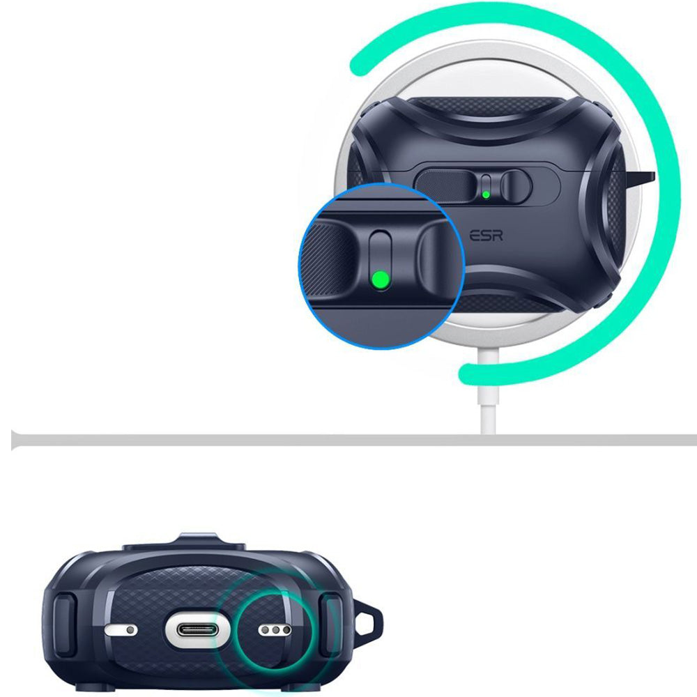 Schutzhülle für AirPods Pro 3, ESR Cyber FlickLock Halolock mit MagSafe, Dunkelblau