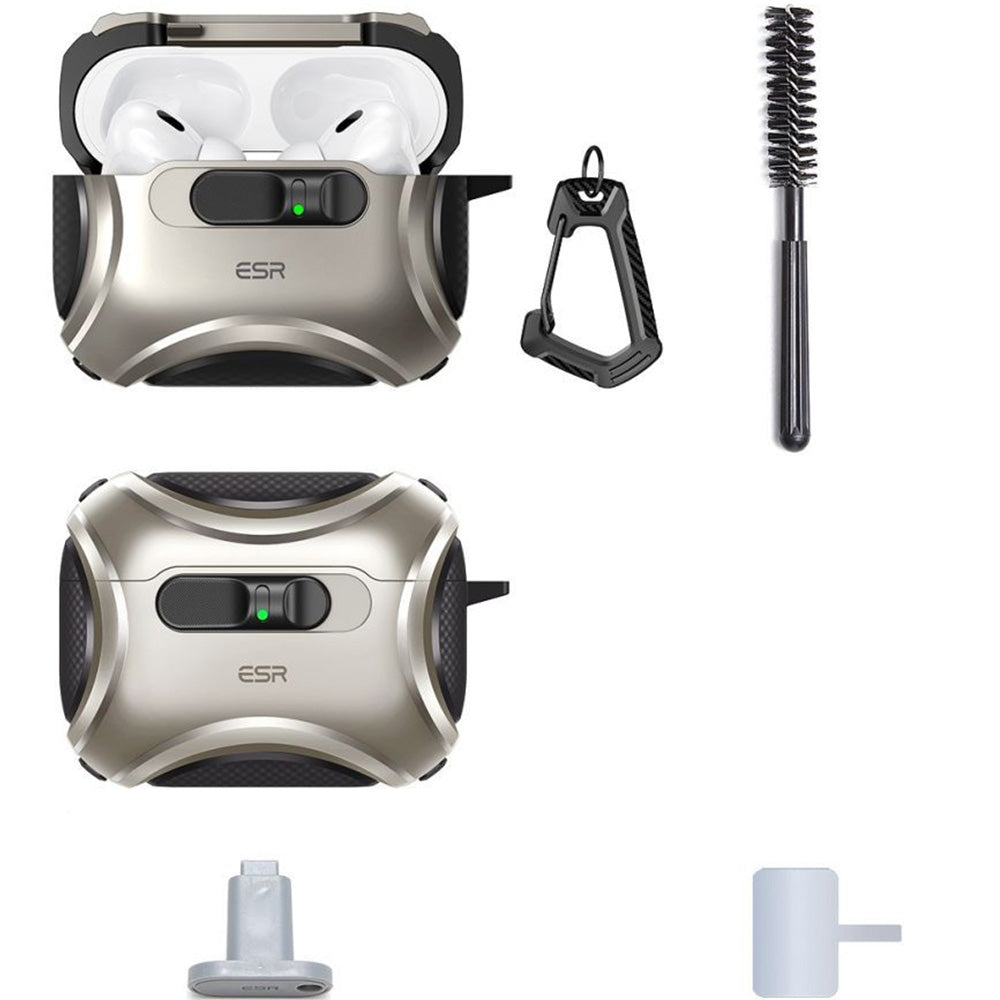 Schutzhülle für AirPods Pro 3, ESR Cyber FlickLock Halolock mit MagSafe, Titan