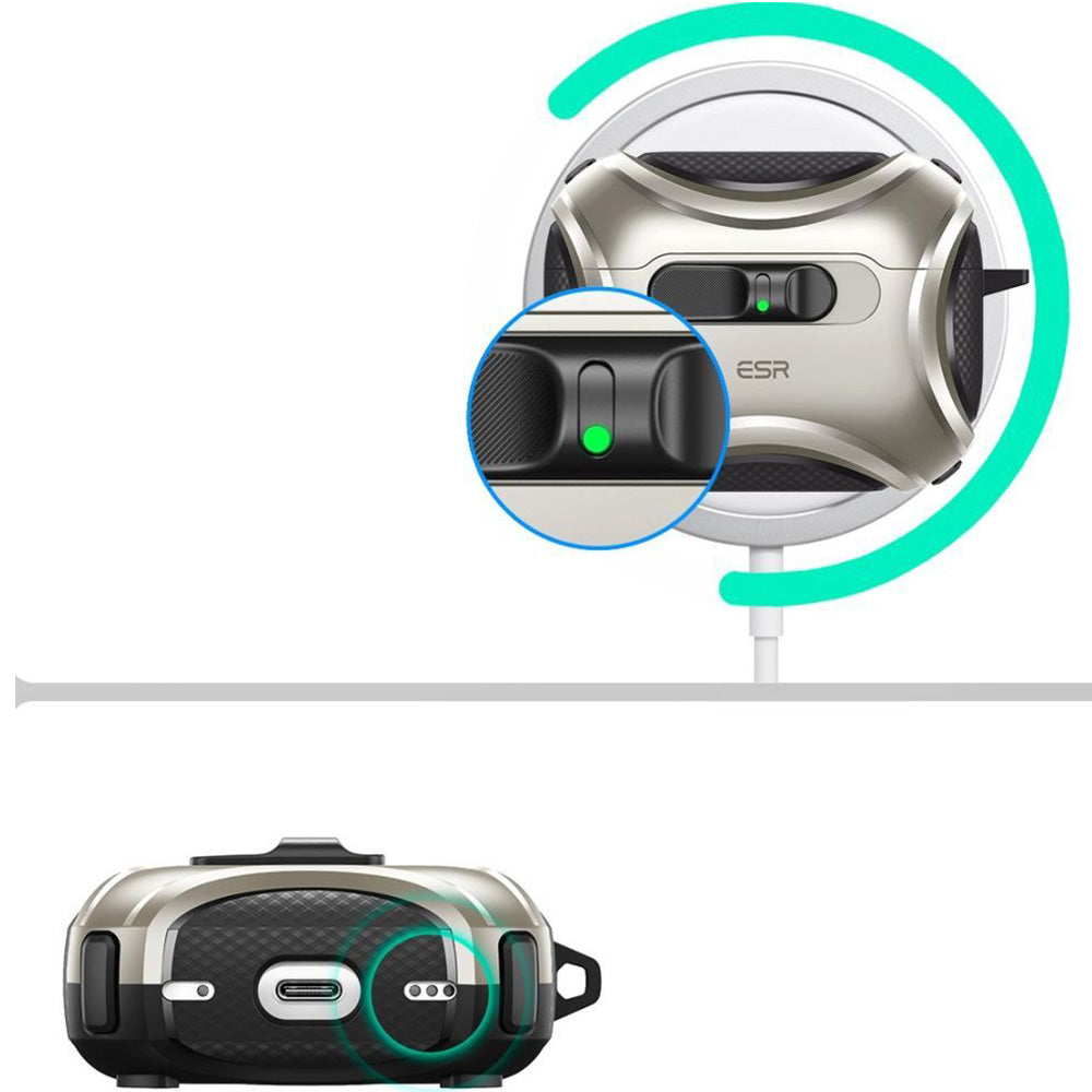 Schutzhülle für AirPods Pro 3, ESR Cyber FlickLock Halolock mit MagSafe, Titan