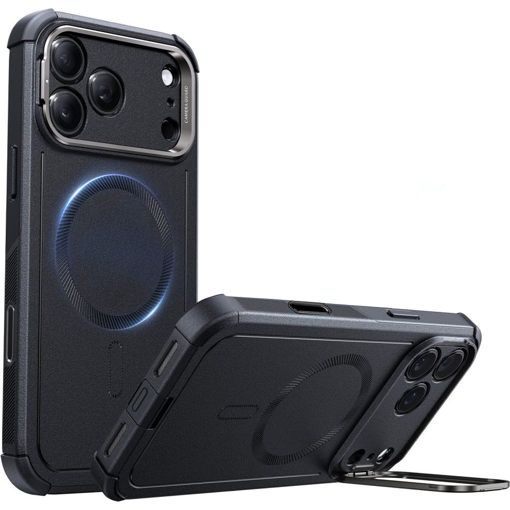 Handyhülle für iPhone 17 Pro, ESR Cyber Tough Case Kickstand mit MagSafe, Schwarz