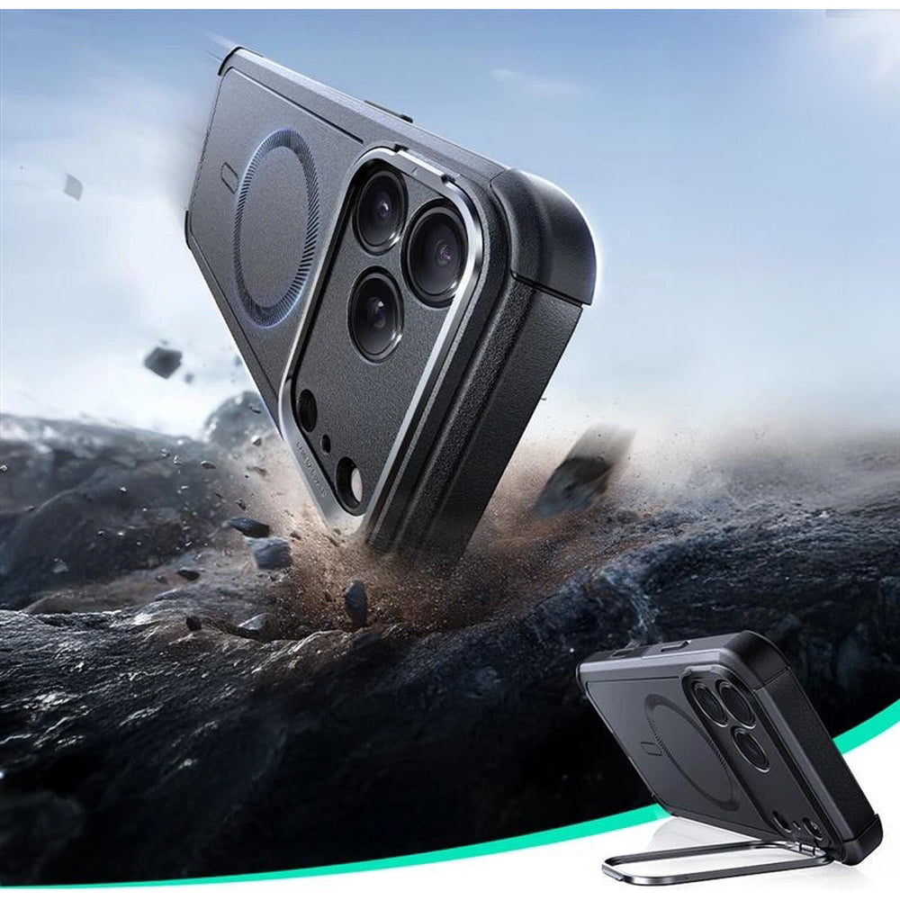 Handyhülle für iPhone 17 Pro Max, ESR Cyber Tought Case Kickstand mit MagSafe, Schwarz