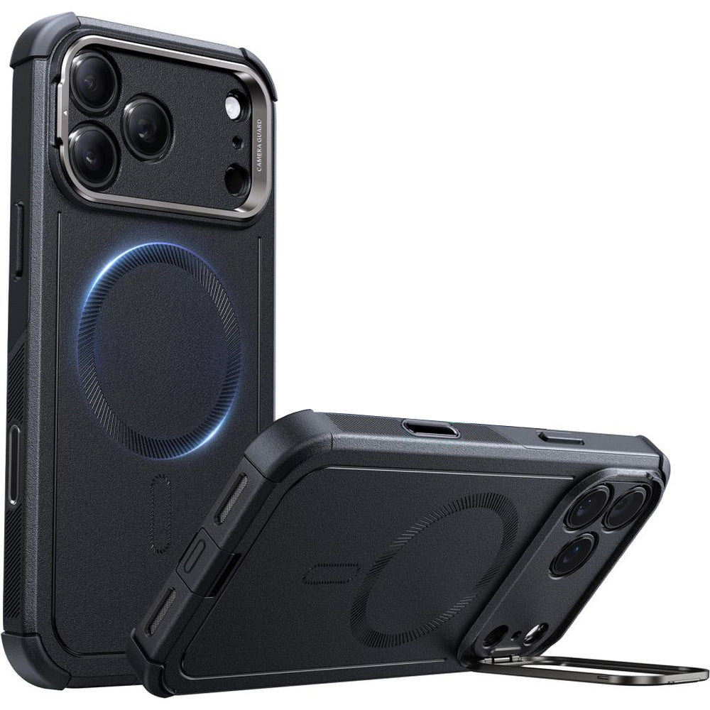 Handyhülle für iPhone 17 Pro Max, ESR Cyber Tought Case Kickstand mit MagSafe, Schwarz