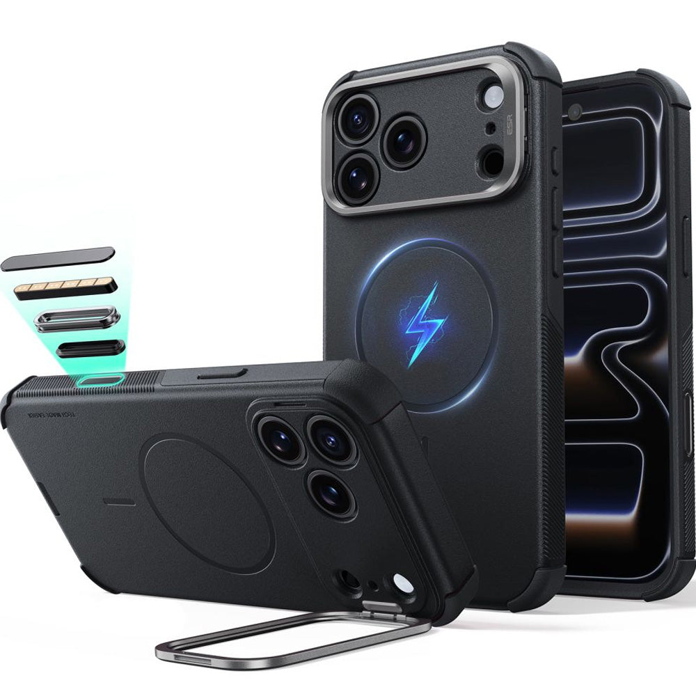 Handyhülle für iPhone 18 Pro / 17 Pro, ESR Cyber Tough Case Kickstand mit MagSafe, Schwarz (1/7)