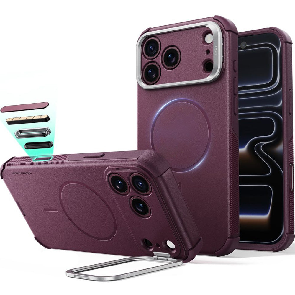 Handyhülle für iPhone 18 Pro / 17 Pro, ESR Cyber Tough Case Kickstand mit MagSafe, Burgunderrot (1/7)