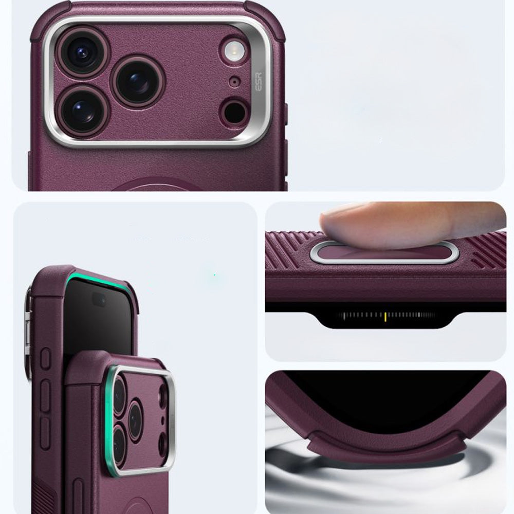 Handyhülle für iPhone 18 Pro / 17 Pro, ESR Cyber Tough Case Kickstand mit MagSafe, Burgunderrot (5/7)