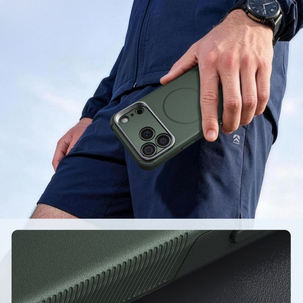 Handyhülle für iPhone 18 Pro / 17 Pro, ESR Cyber Tough Case Kickstand mit MagSafe, Dunkelgrün (6/7)
