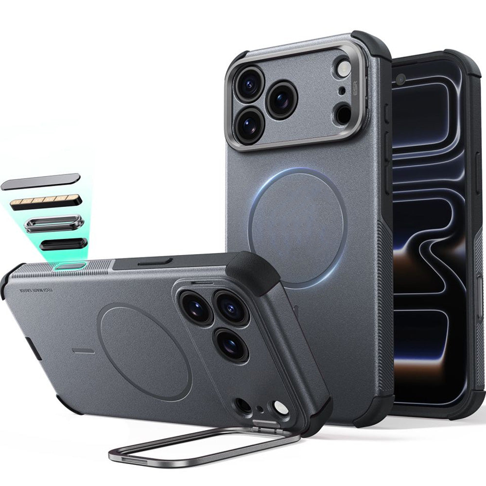 Handyhülle für iPhone 18 Pro / 17 Pro, ESR Cyber Tough Case Kickstand mit MagSafe, Grau (1/7)