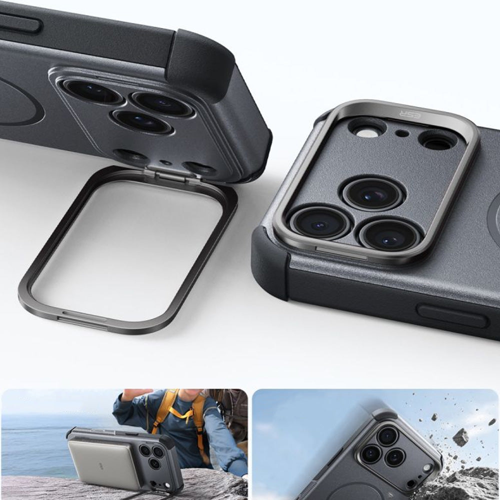 Handyhülle für iPhone 18 Pro / 17 Pro, ESR Cyber Tough Case Kickstand mit MagSafe, Grau (4/7)