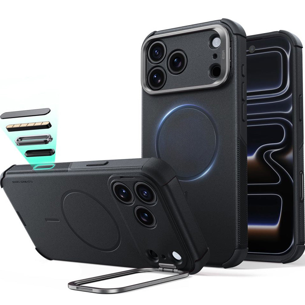 Handyhülle für iPhone 18 Pro Max / 17 Pro Max, ESR Cyber Tough Case Kickstand mit MagSafe, Schwarz (1/8)