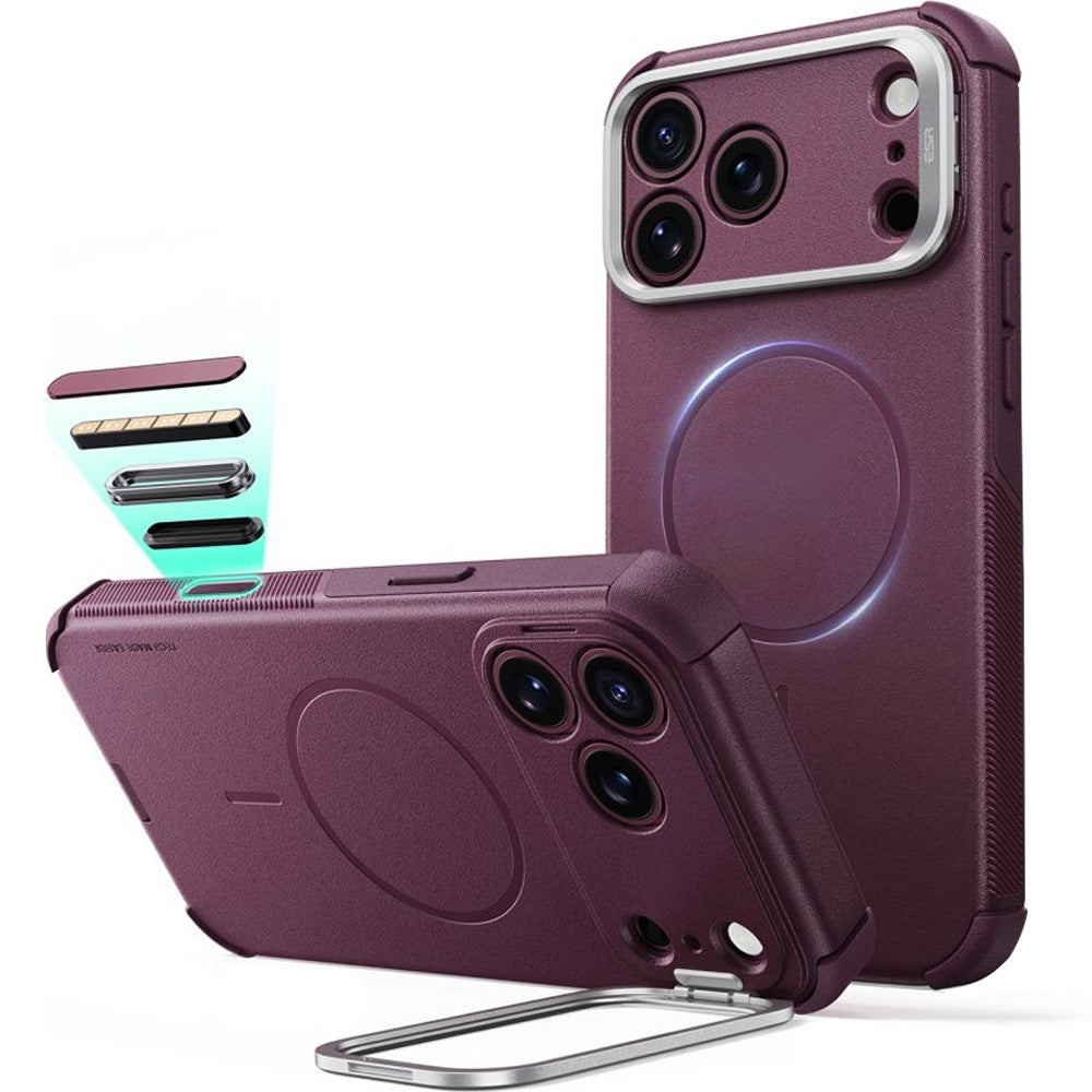 Handyhülle für iPhone 18 Pro Max / 17 Pro Max, ESR Cyber Tough Case Kickstand mit MagSafe, Burgunderrot (2/8)