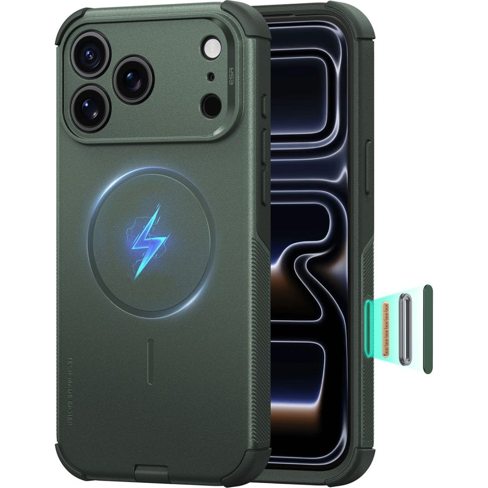 Handyhülle für iPhone 18 Pro / 17 Pro, ESR Cyber Tough Case mit MagSafe, Grün