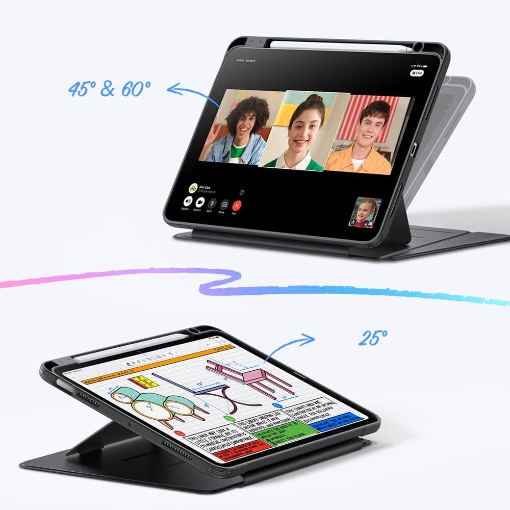 Schutzhülle mit Klappe für iPad Air 11" / 10.9" 2025/2024/2022/2020, ESR Flip Hybrid, Schwarz