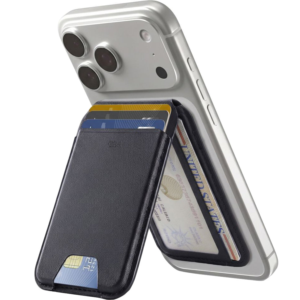 Kartenhalter mit Ständer und RFID-Schutz, ESR Magnetic Wallet Stand mit MagSafe, Schwarz