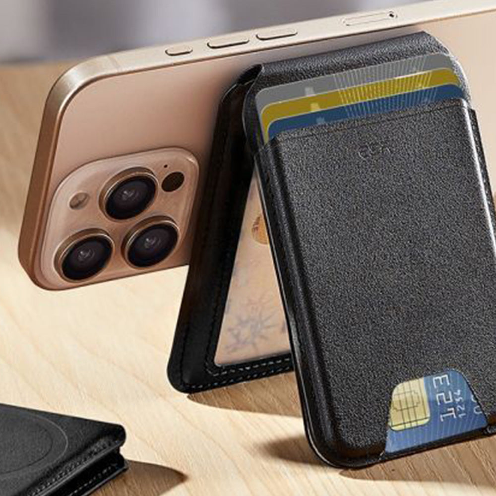 Kartenhalter mit Ständer und RFID-Schutz, ESR Magnetic Wallet Stand mit MagSafe, Schwarz