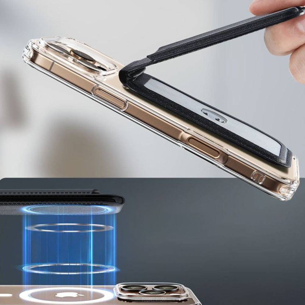 Kartenhalter mit Ständer und RFID-Schutz, ESR Magnetic Wallet Stand mit MagSafe, Schwarz
