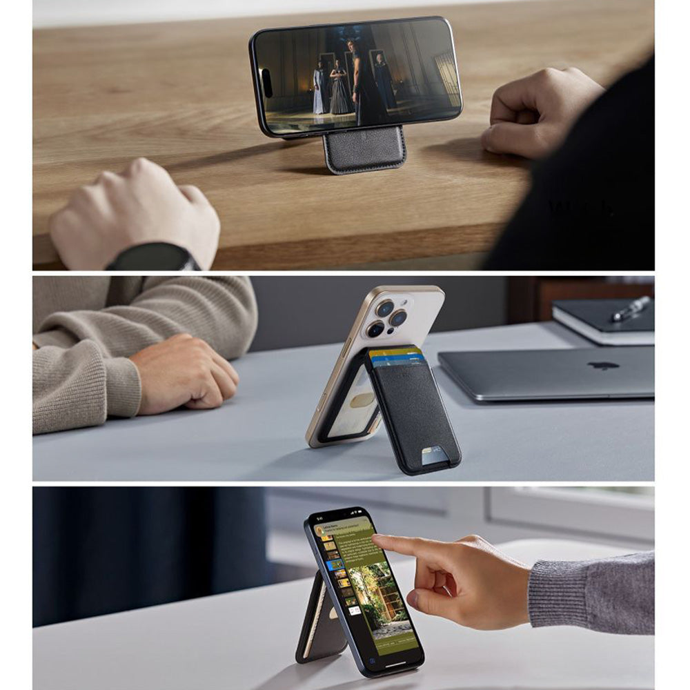 Kartenhalter mit Ständer und RFID-Schutz, ESR Magnetic Wallet Stand mit MagSafe, Schwarz