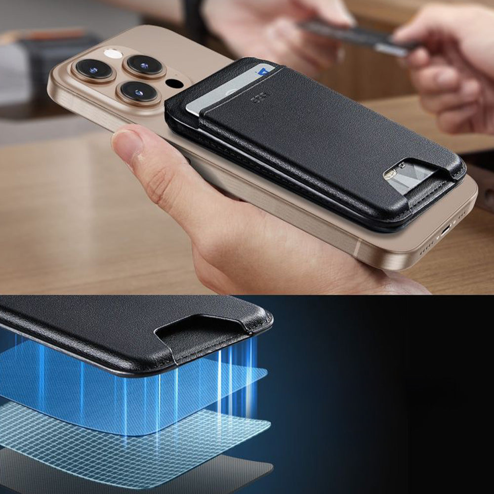 Kartenhalter mit Ständer und RFID-Schutz, ESR Magnetic Wallet Stand mit MagSafe, Schwarz