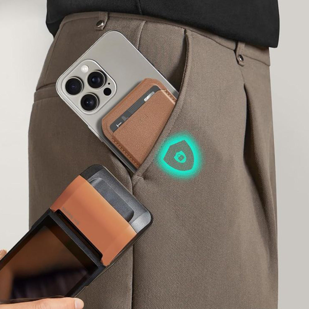 Kartenhalter mit Ständer und RFID-Schutz, ESR Magnetic Wallet Stand mit MagSafe, Braun