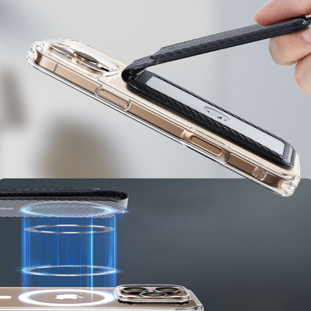 Kartenhalter mit Ständer und RFID-Schutz, ESR Magnetic Wallet Stand mit MagSafe, Schwarz Carbon
