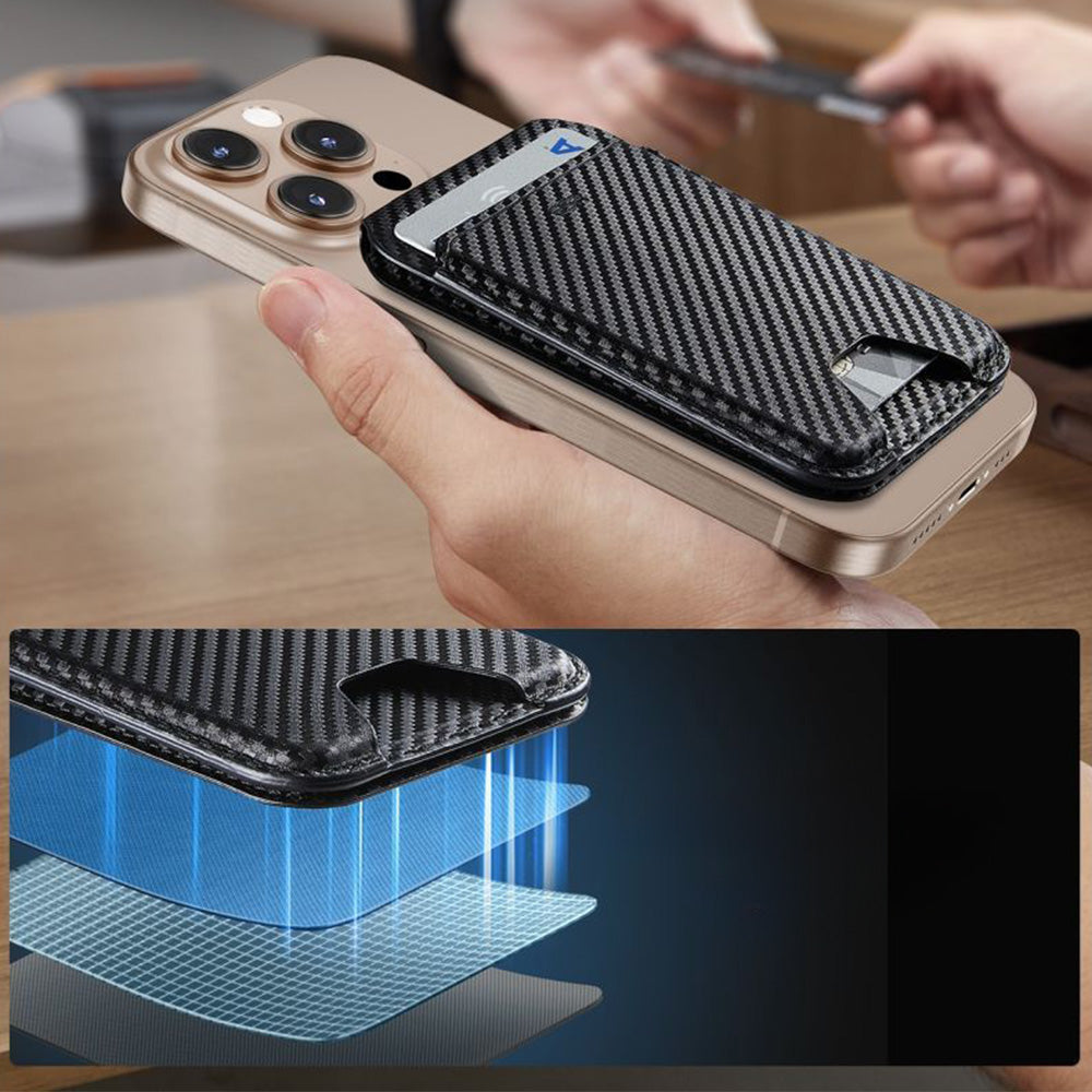 Kartenhalter mit Ständer und RFID-Schutz, ESR Magnetic Wallet Stand mit MagSafe, Schwarz Carbon