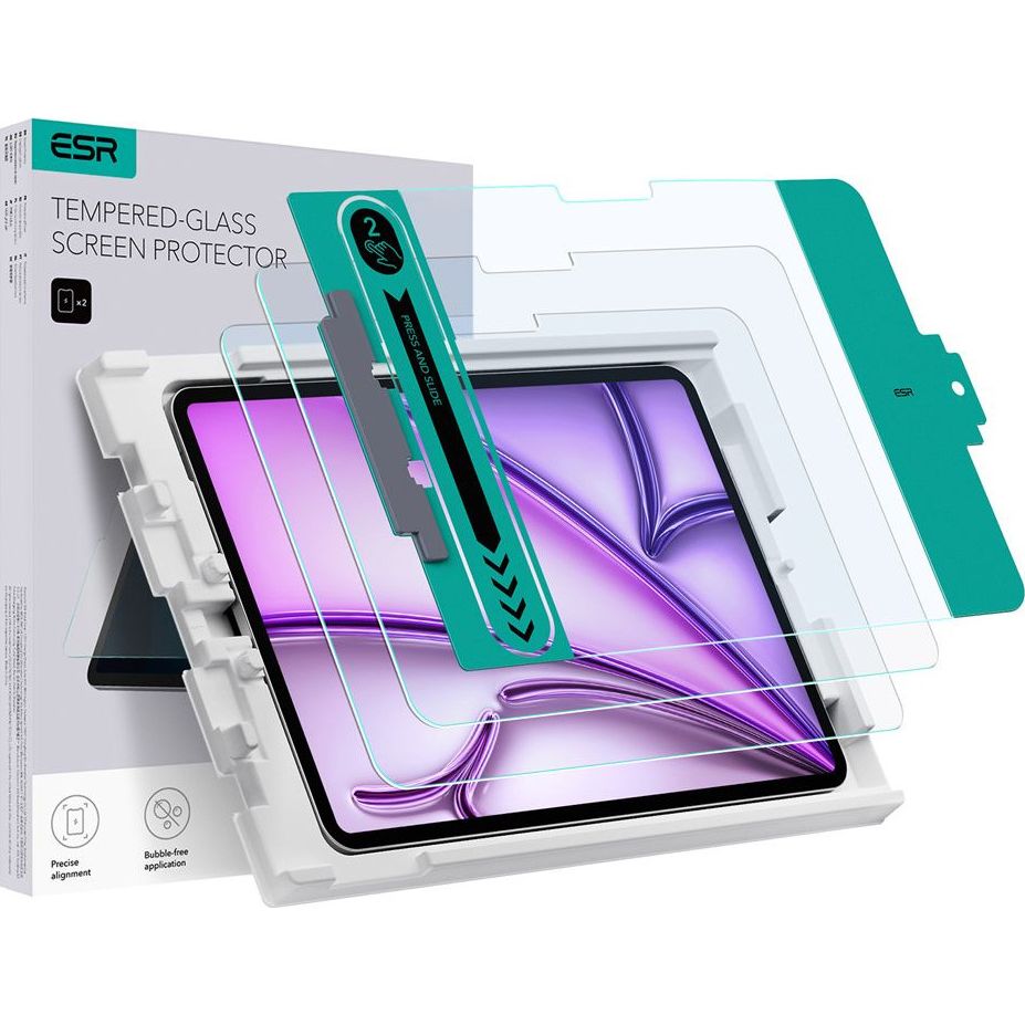 Gehärtetes Glas für Schutzhülle für iPad Air 13" 2025 / 2024, ESR Tempered Glass mit Applikator, 2 Stück