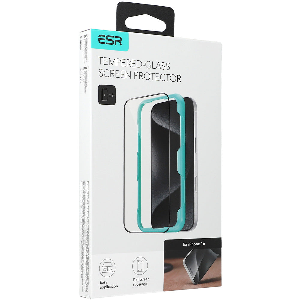 Gehärtetes Glas für iPhone 16, ESR Tempered Glass, 2 Stück
