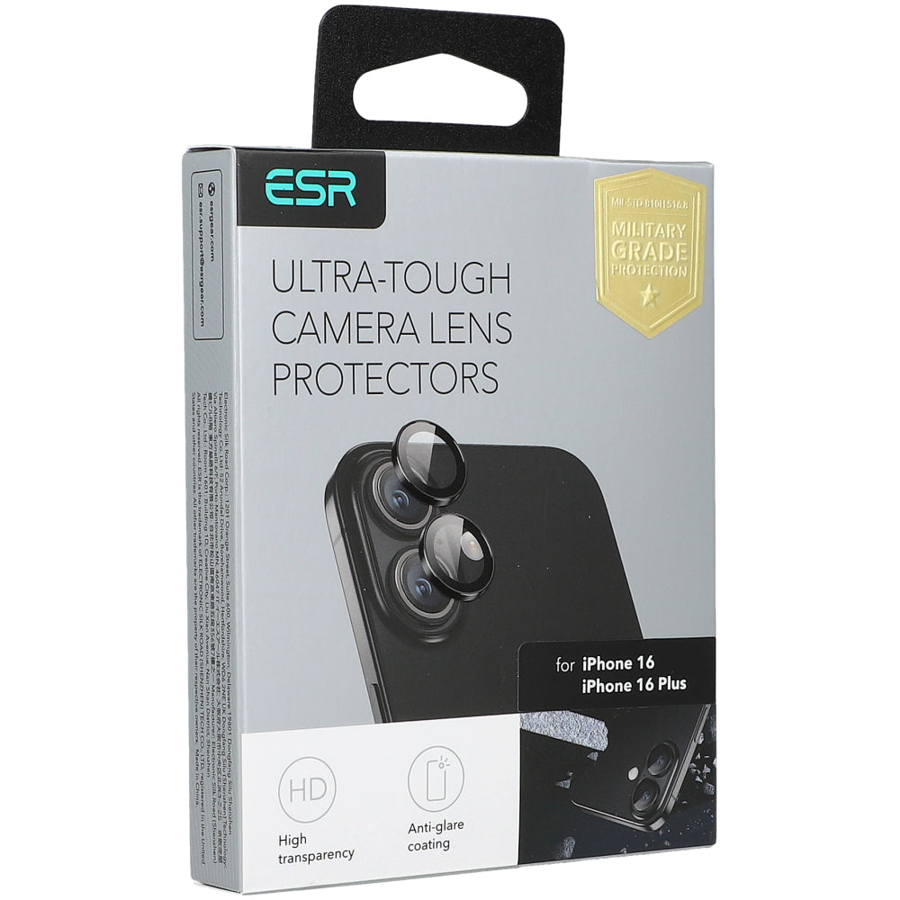 Kameraglas ESR Camera Lens für iPhone 16, iPhone 16 Plus, Schwarz