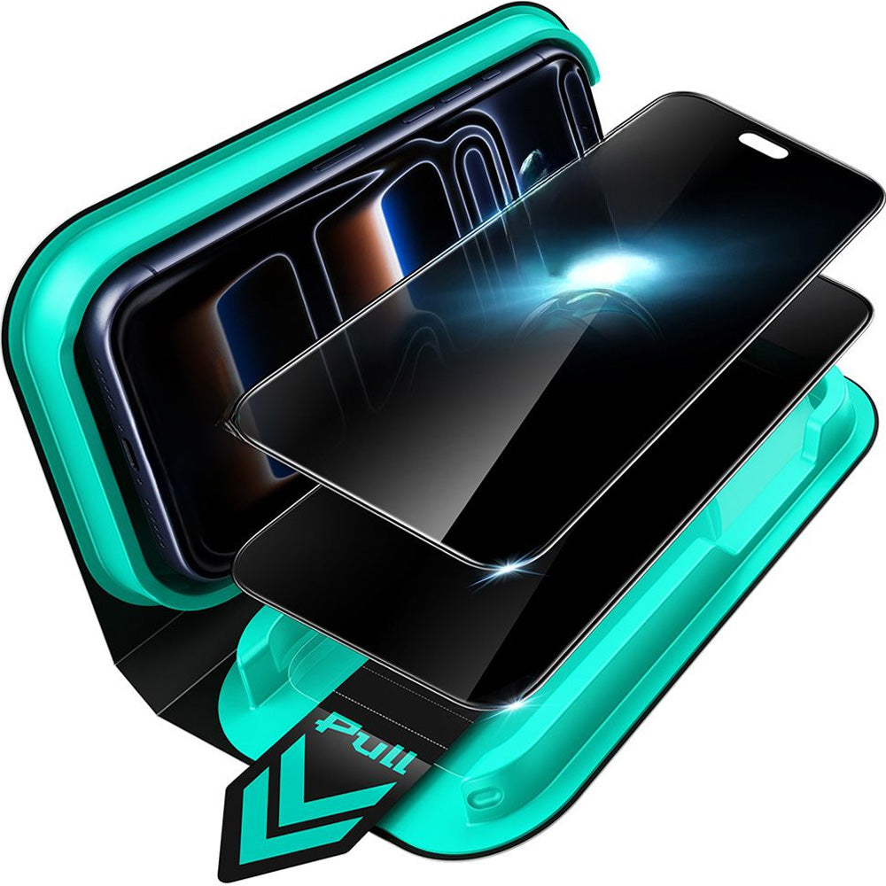Sichtschutzglas mit Positionierungsrahmen für iPhone 18 Pro, ESR UltraFit Armorite Privacy Tempered Glass, 2 Stück (2/8)