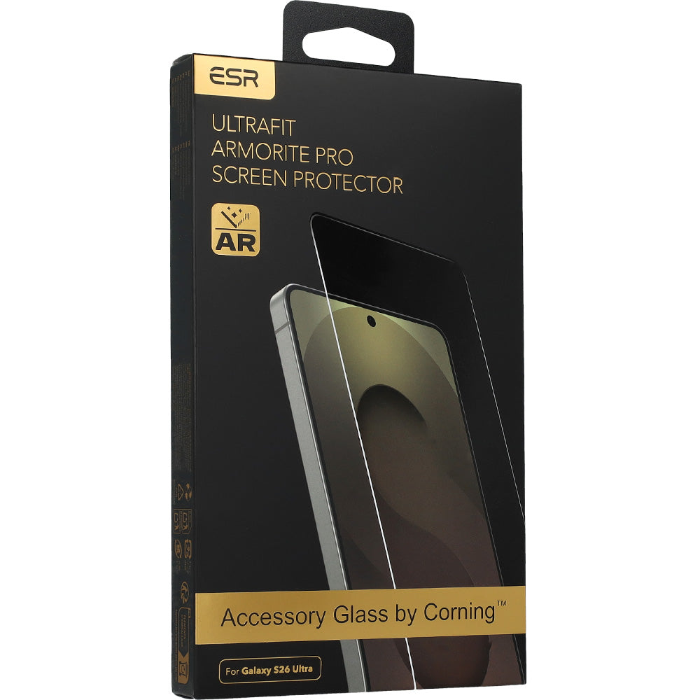 Gehärtetes Glas mit Positionierungsrahmen für Galaxy S26 Ultra, ESR Ultrafit Armorite Pro Tempered Glass