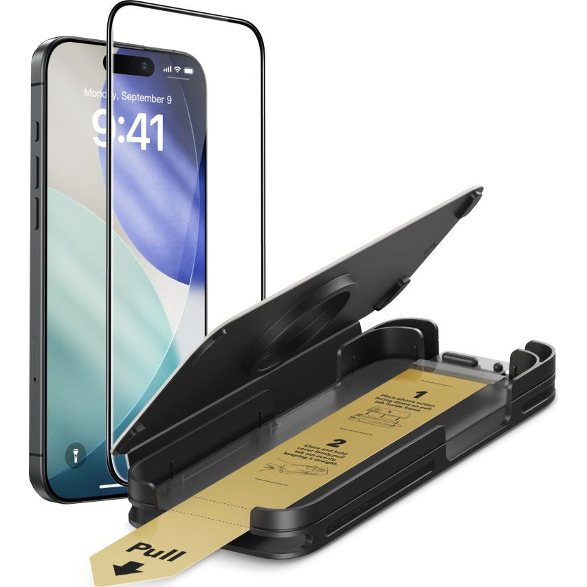 Gehärtetes Glas für iPhone 17 / 16 Pro, ESR Ultrafit Armorite Pro Tempered Glass, Transparent mit schwarzen Rahmen