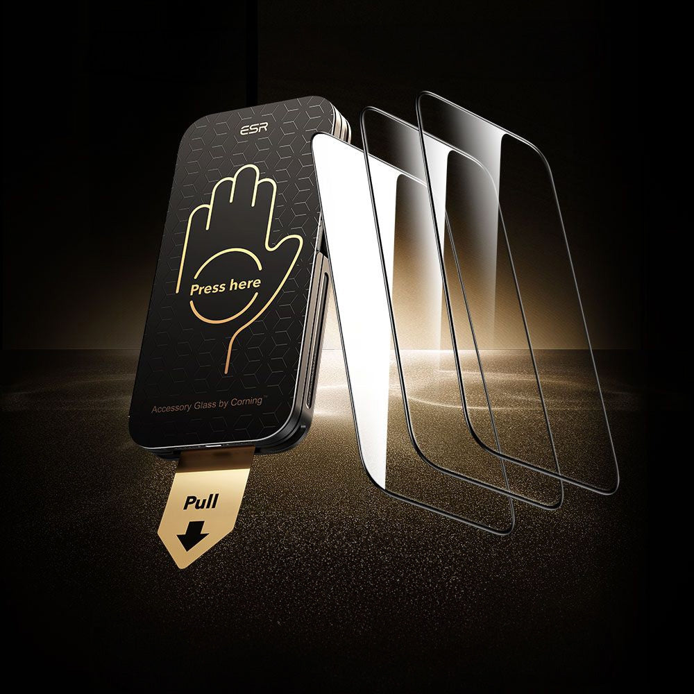 Gehärtetes Glas für iPhone 17 / 16 Pro, ESR Ultrafit Armorite Pro Tempered Glass, Transparent mit schwarzen Rahmen
