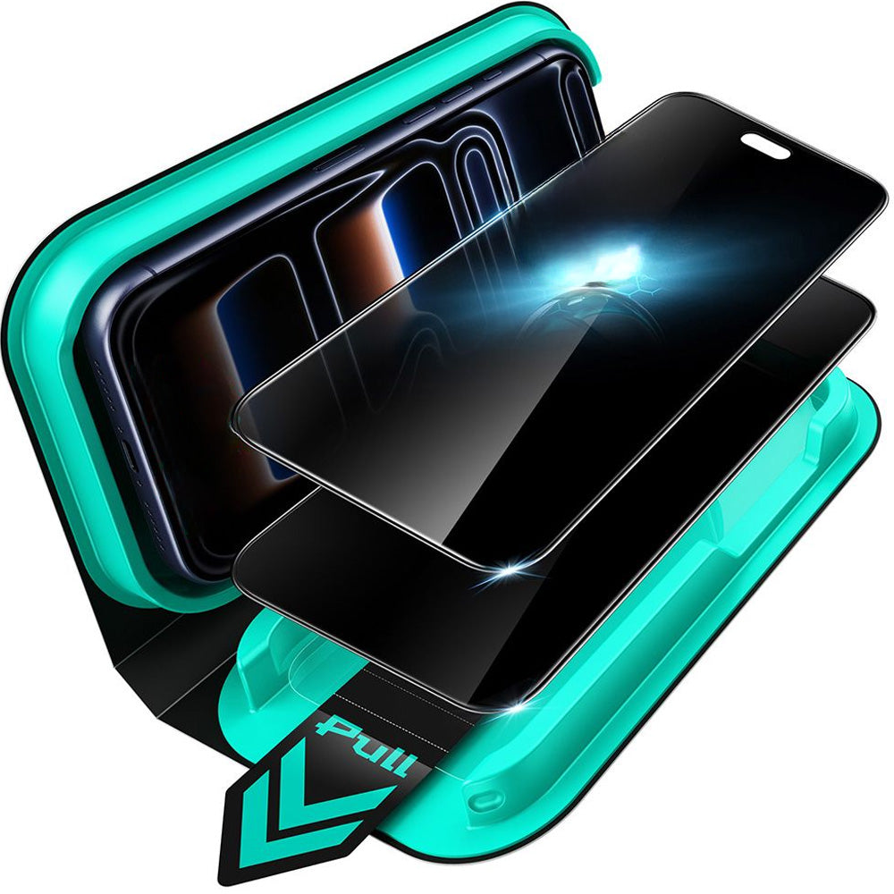 Sichtschutzglas mit Positionierungsrahmen für iPhone 18 Pro Max, ESR UltraFit Armorite Privacy Tempered Glass, 2 Stück (2/7)